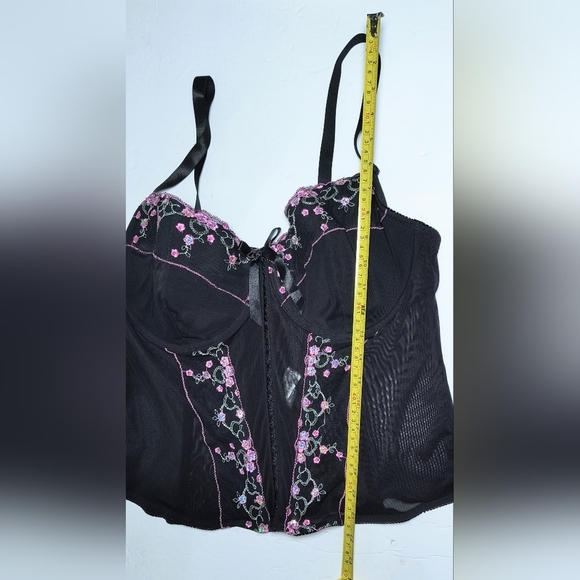 Delta Burke Women's Plus Embroidered Sparkly Floral Lace Corset/Bustier 3X - Picture 2 of 9